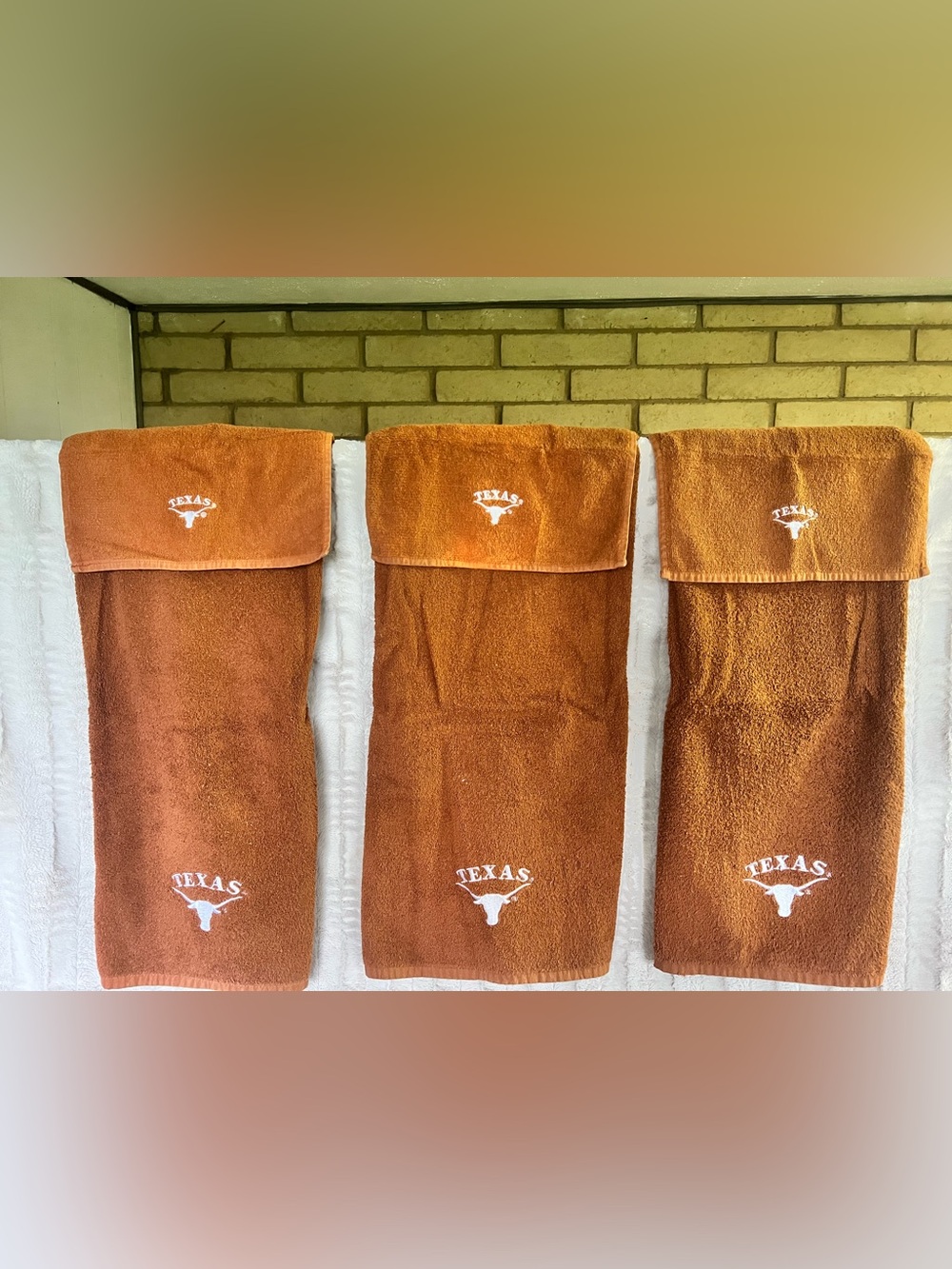 Set of 6- Decorative Texas Longhorns Bath Towels (3)  & Wash Cloths (3)